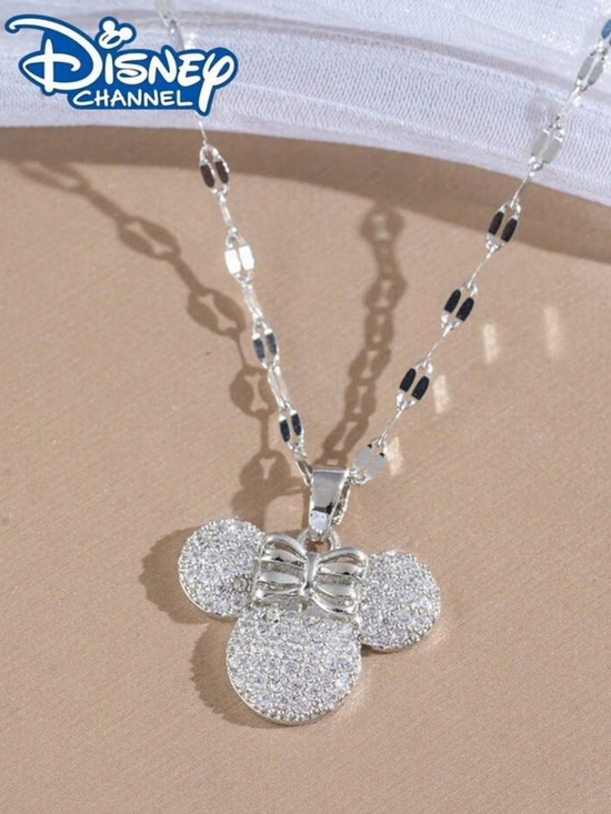 Disney Jewelry - Disney Silver Minnie Mouse Pavé Pendant Necklace - NWT